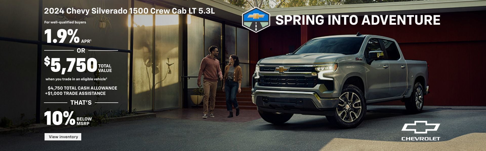2024 Chevy Silverado 1500 LT 5.3L. For well-qualified buyers 1.9% APR. Or, $5,750 total value whe...